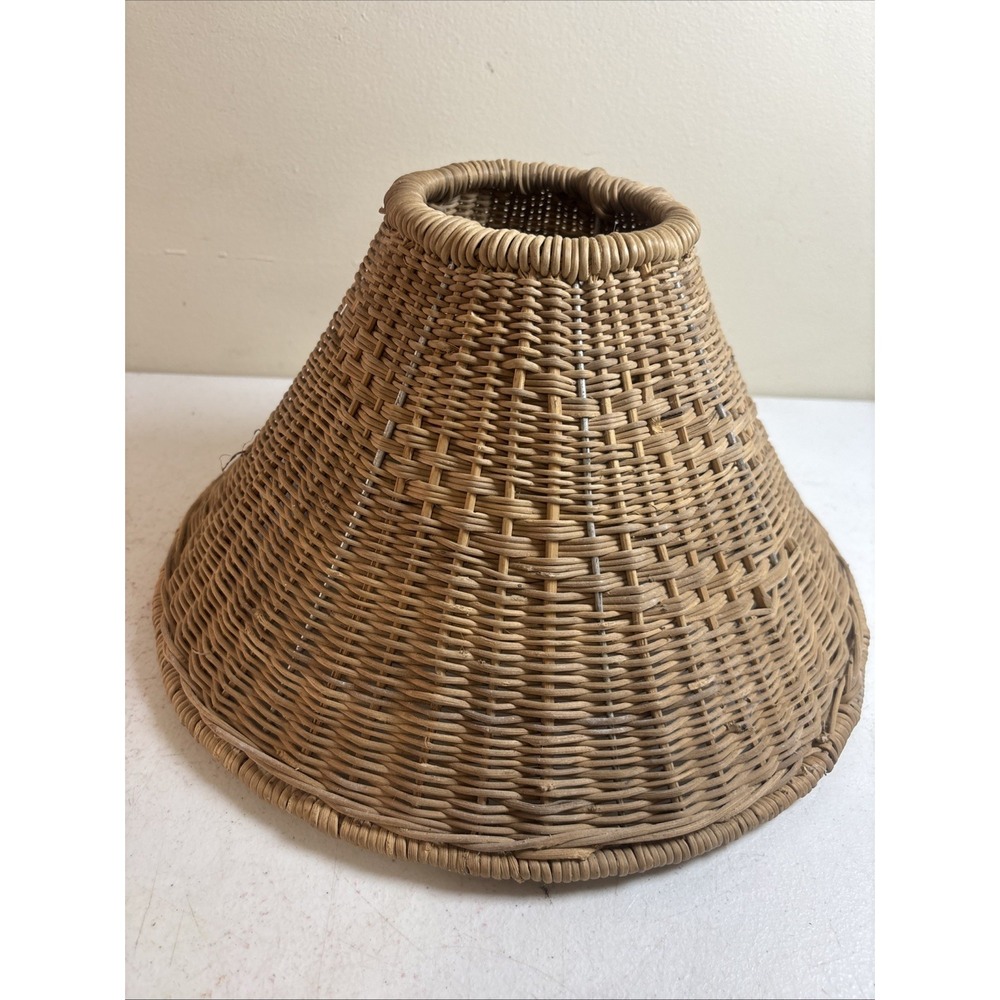 Woven Wicker Lamp Shade Handmade In Africa Boho-Chic Country Cottage 8"x13"